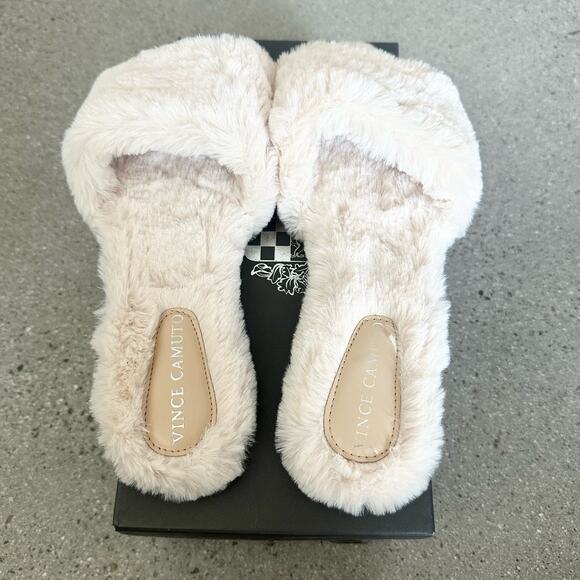 Vince Camuto Ampendie Faux Fur Cream Slides - Picture 5 of 6